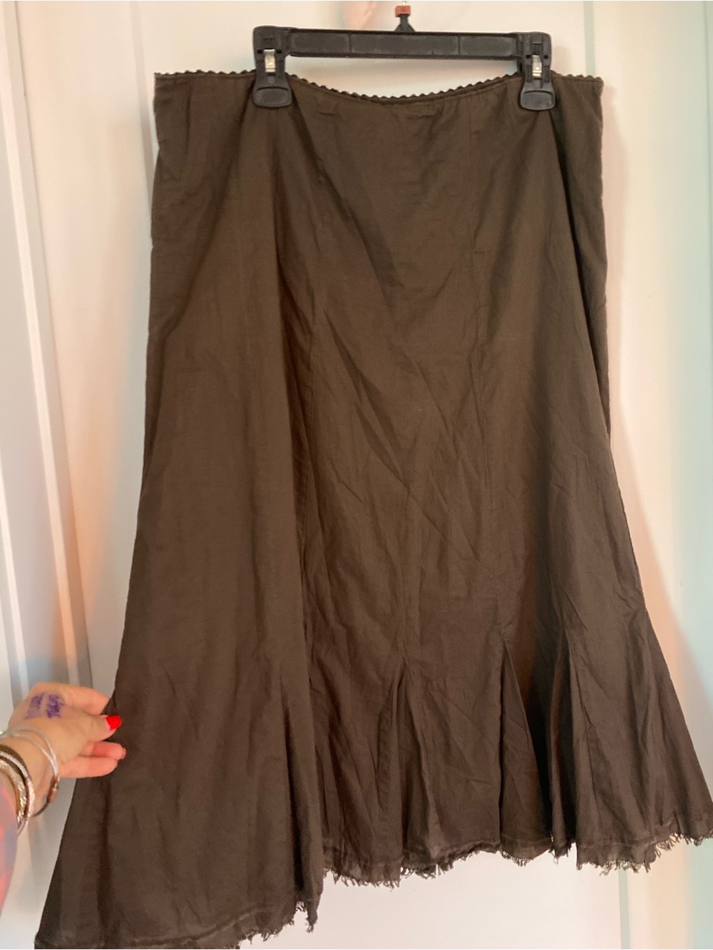 Eddie Bauer Cotton Maxi Skirt in Brown Size Large Like New